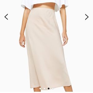TOPSHOP matte stone bias midi skirt grey/silver